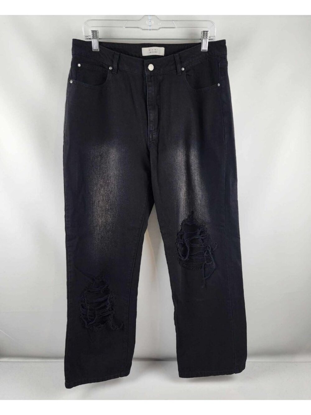 mnml Jeans Womens 8 Black Vintage Baggy Distressed Denim 30x29 NWT
